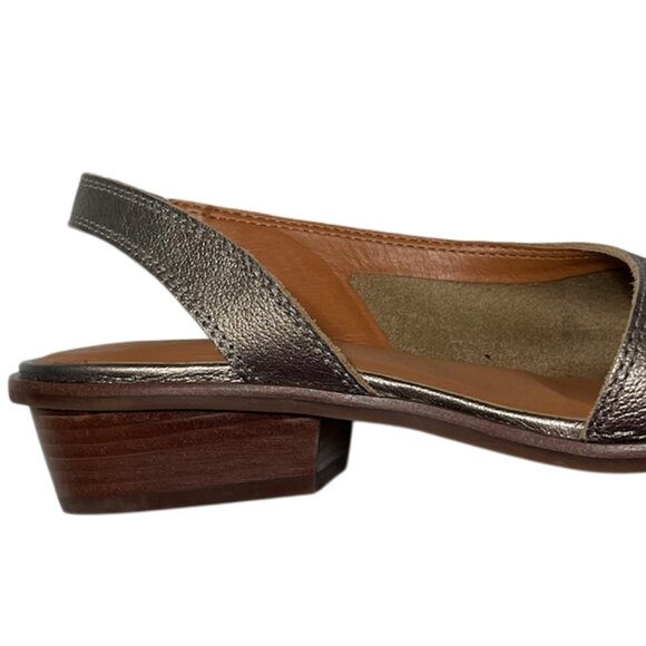 LUCKY BRAND Safello Leather d'Orsay Pewter Asymmetric Slingback Sandals  Size 9 - Picture 5 of 15